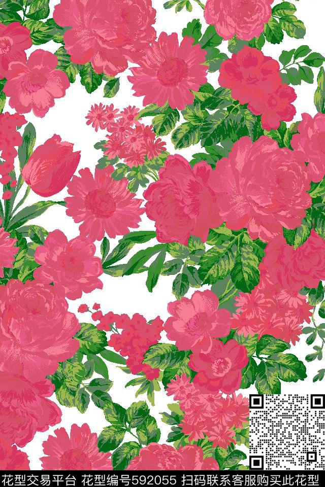 田园风花卉花朵传统印花华亿平台下载（图片编号: 592055） - 瓦栏（Walan）