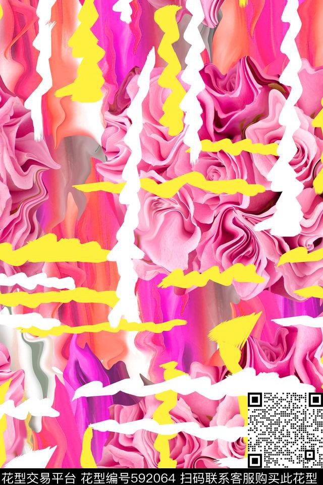 花卉玫瑰花女装华亿平台数码印花华亿平台下载（图片编号: 592064） - 瓦栏（Walan）
