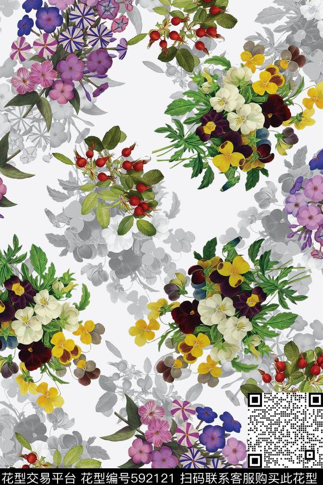 小碎花花卉数码印花华亿平台下载（图片编号: 592121） - 瓦栏（Walan）