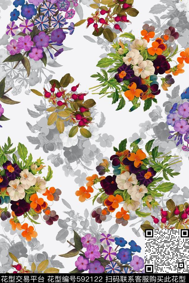 小碎花花卉数码印花华亿平台下载（图片编号: 592122） - 瓦栏（Walan）