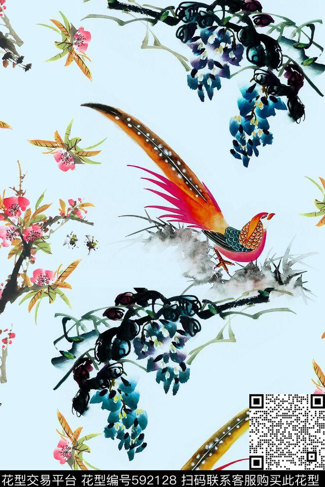 花鸟女装华亿平台♥红桃A〖中国风韵〗数码印花华亿平台下载（图片编号: 592128） - 瓦栏（Walan）