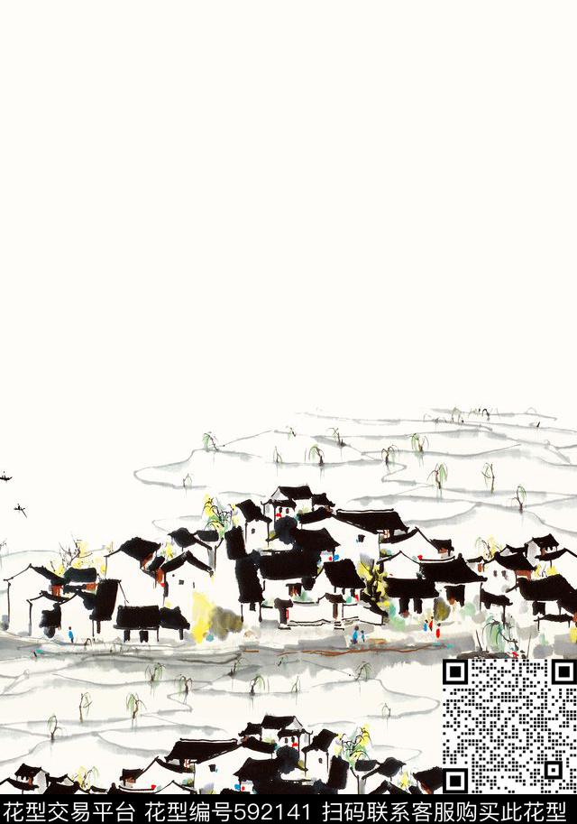 国画民族风中国风数码印花华亿平台下载（图片编号: 592141） - 瓦栏（Walan）
