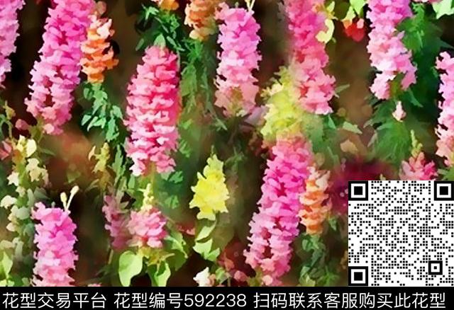 手绘花丛定位。热带。泳装。满版数码印花华亿平台下载（图片编号: 592238） - 瓦栏（Walan）