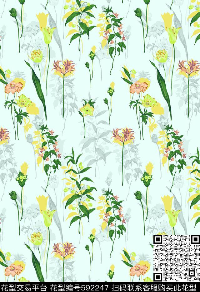 手绘。小碎花。定位。清新泳装。满版传统印花华亿平台下载（图片编号: 592247） - 瓦栏（Walan）