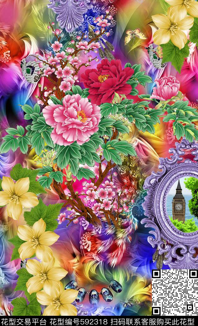 花瓣花朵花卉数码印花华亿平台下载（图片编号: 592318） - 瓦栏（Walan）