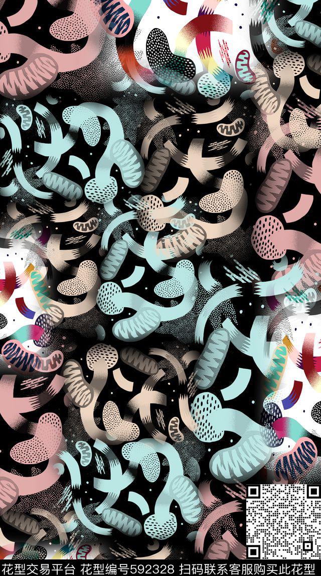 时尚男装抽象图案时尚神秘数码印花华亿平台下载（图片编号: 592328） - 瓦栏（Walan）