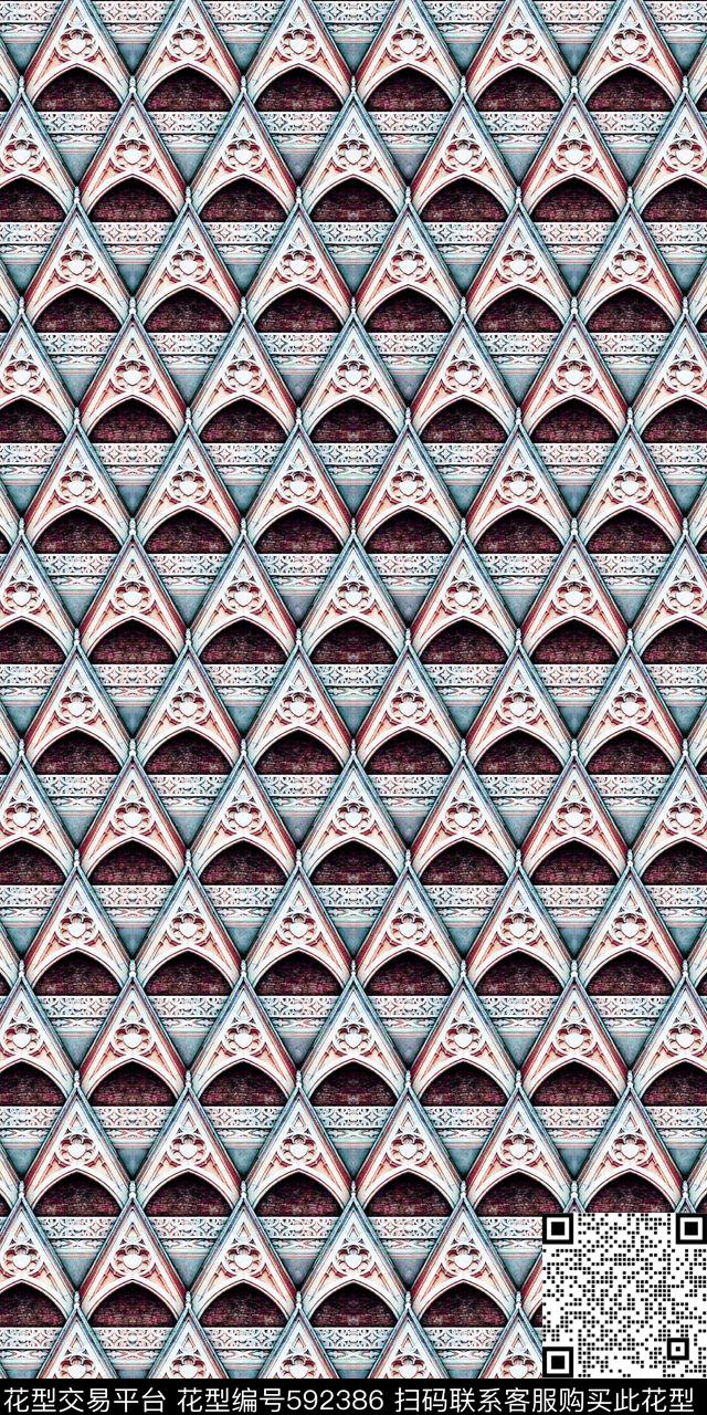 几何复古肌理传统印花华亿平台下载（图片编号: 592386） - 瓦栏（Walan）