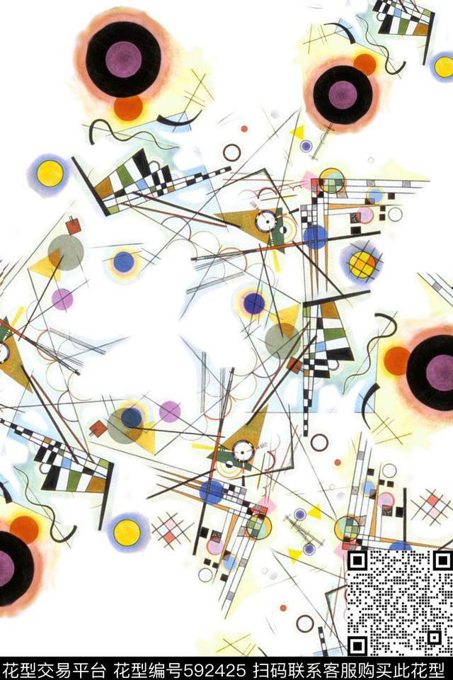 三角形圆点不规则几何数码印花华亿平台下载（图片编号: 592425） - 瓦栏（Walan）