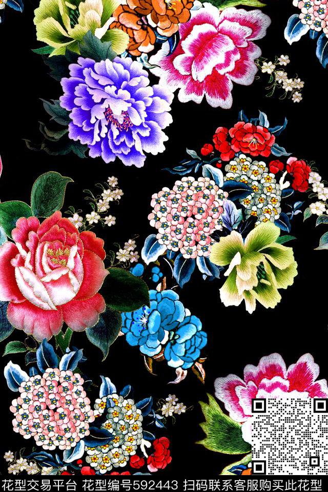 VIP华亿平台中国风羌秀数码印花华亿平台下载（图片编号: 592443） - 瓦栏（Walan）