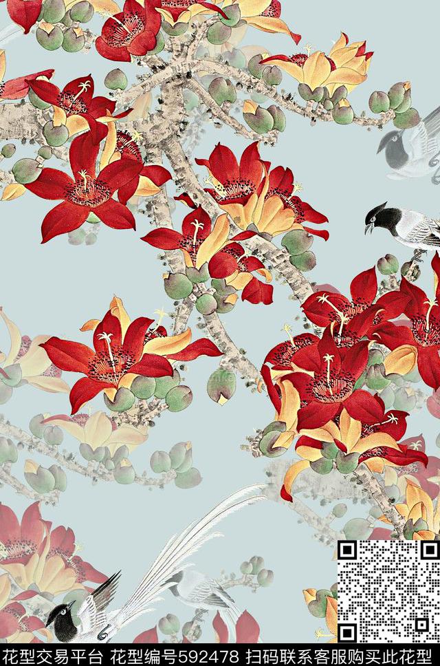 旗袍印花外套夹克印花中国风数码印花华亿平台下载（图片编号: 592478） - 瓦栏（Walan）