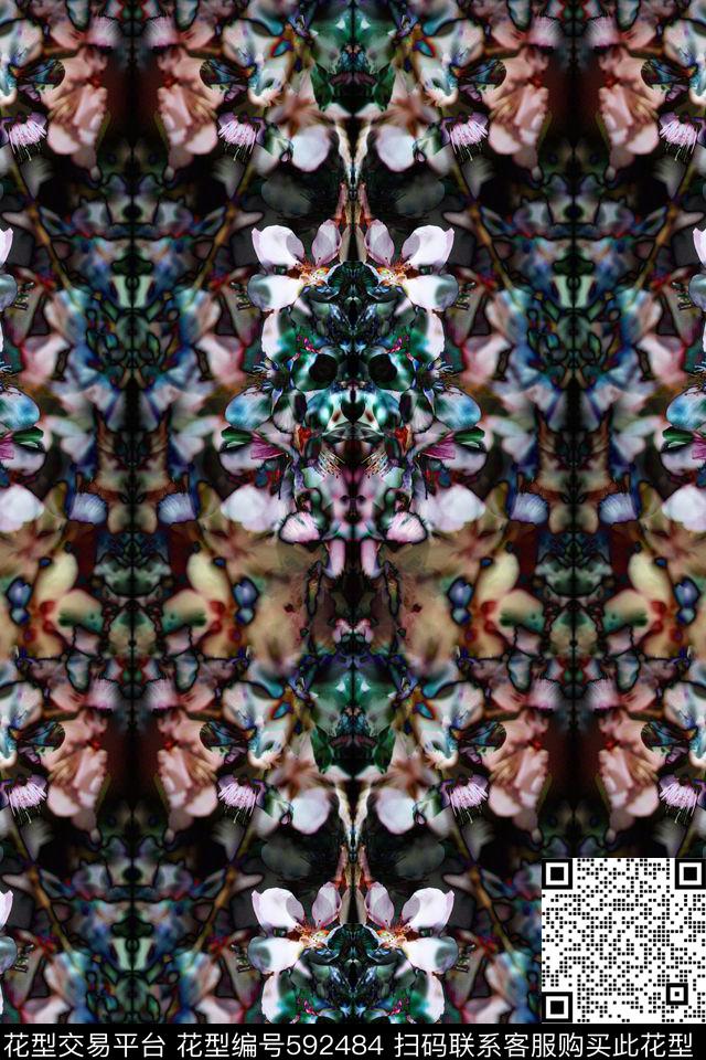抽象小碎花花朵数码印花华亿平台下载（图片编号: 592484） - 瓦栏（Walan）