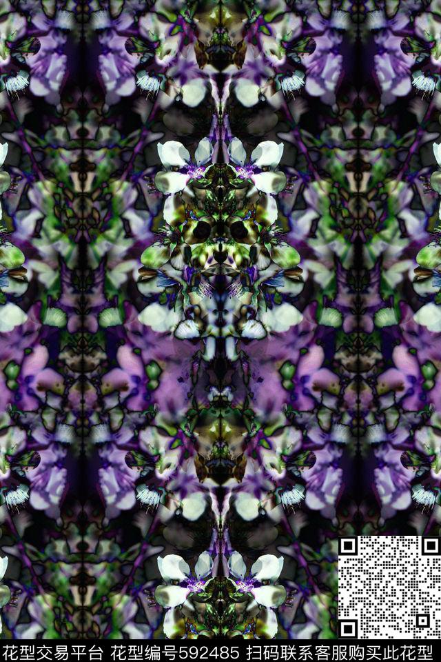 抽象小碎花花朵数码印花华亿平台下载（图片编号: 592485） - 瓦栏（Walan）