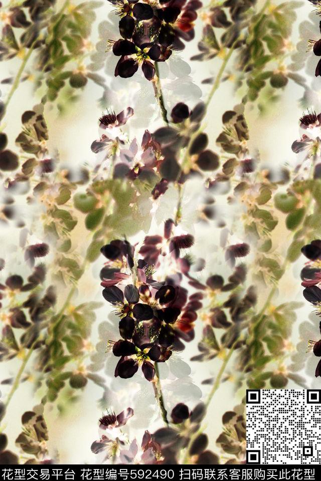 抽象小碎花时尚数码印花华亿平台下载（图片编号: 592490） - 瓦栏（Walan）