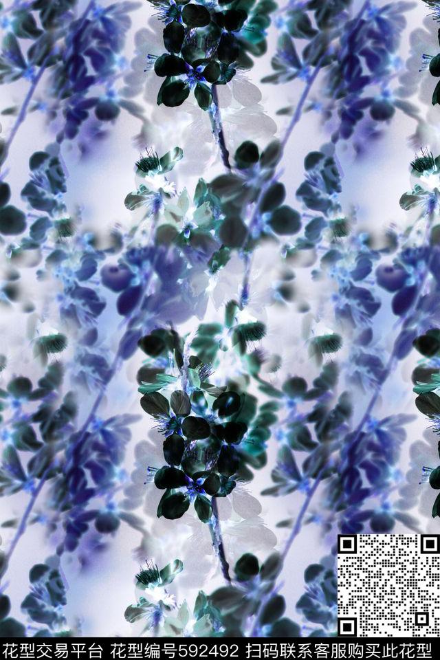 抽象小碎花时尚数码印花华亿平台下载（图片编号: 592492） - 瓦栏（Walan）