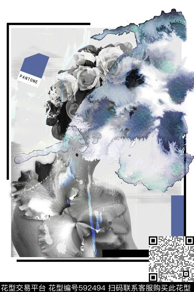 T恤胸花水彩数码印花华亿平台下载（图片编号: 592494） - 瓦栏（Walan）