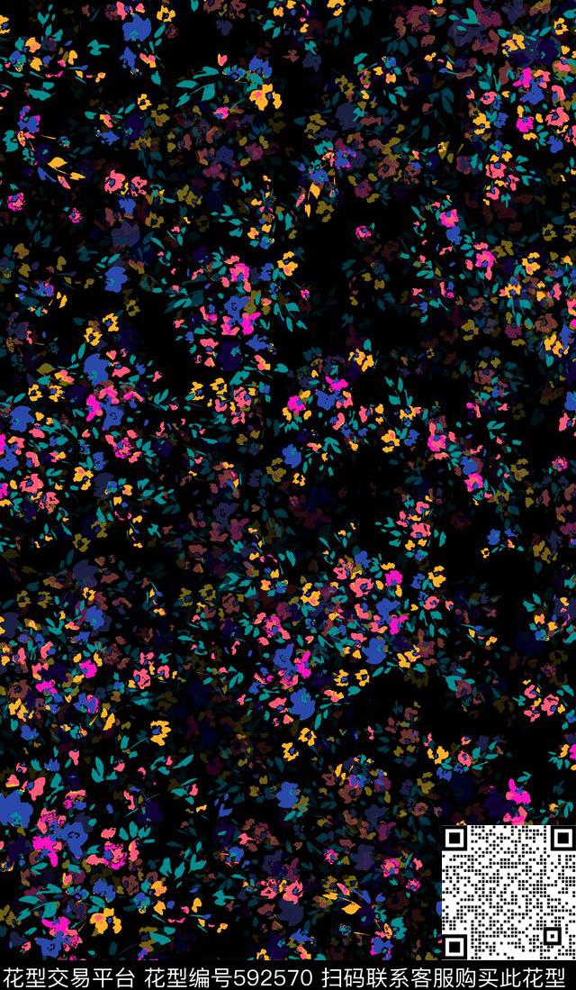 花卉植物花卉图案花卉印花传统印花华亿平台下载（图片编号: 592570） - 瓦栏（Walan）