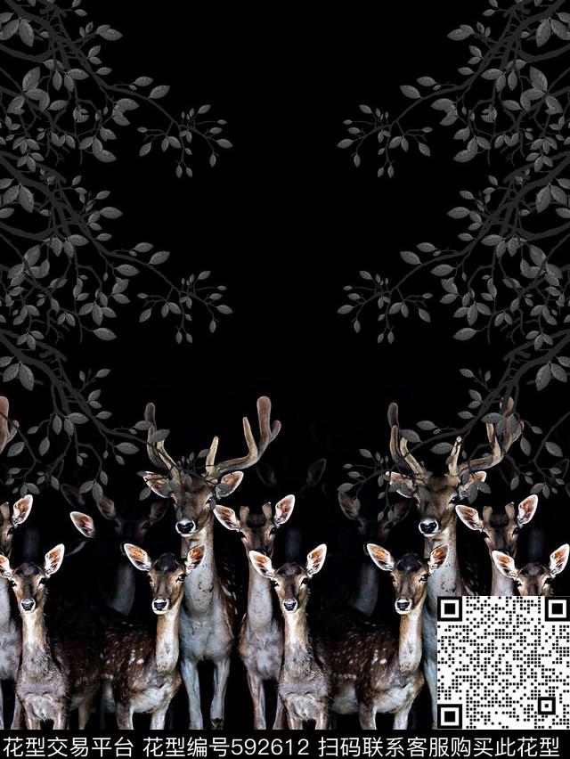 动物鹿男装T恤数码印花华亿平台下载（图片编号: 592612） - 瓦栏（Walan）