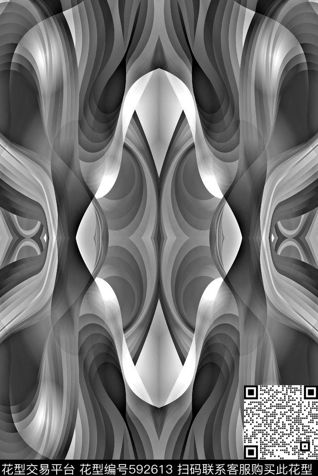 抽象男装图案几何分形纹理数码印花华亿平台下载（图片编号: 592613） - 瓦栏（Walan）