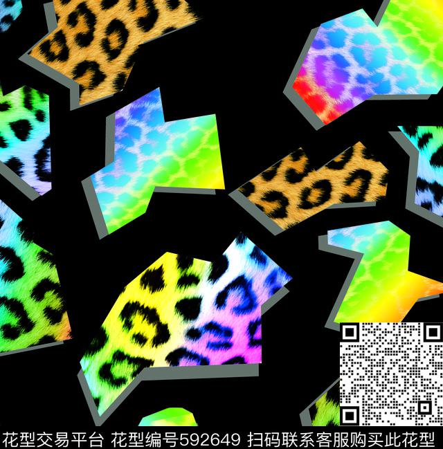不规则几何潮流男装豹纹数码印花华亿平台下载（图片编号: 592649） - 瓦栏（Walan）