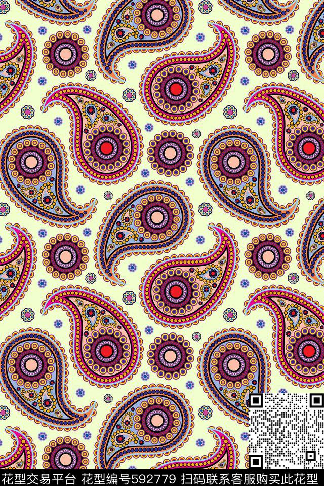 传统佩斯利花纹传统印花华亿平台下载（图片编号: 592779） - 瓦栏（Walan）