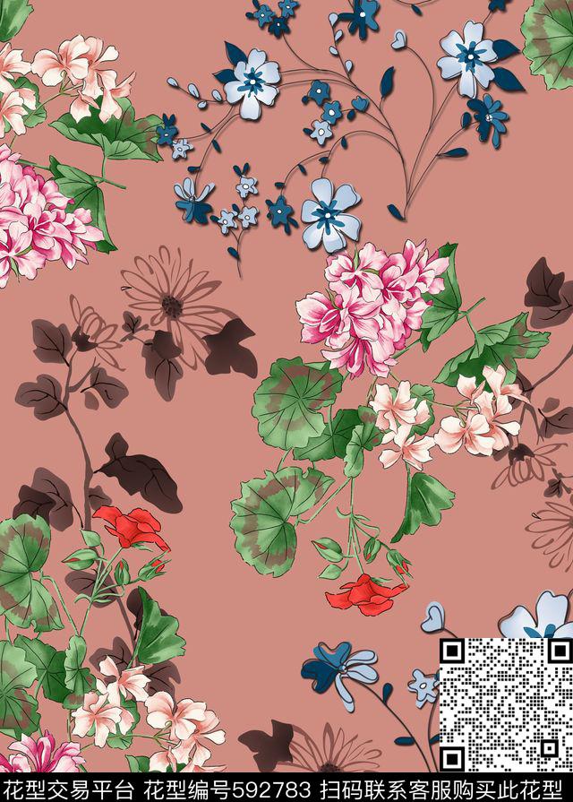 绣球花小碎花花卉数码印花华亿平台下载（图片编号: 592783） - 瓦栏（Walan）