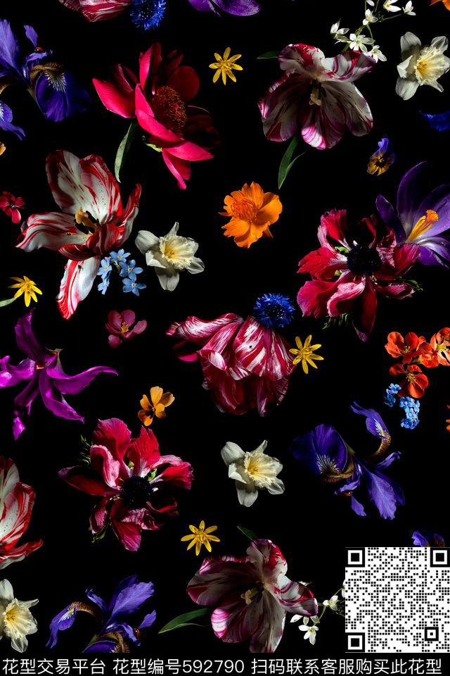 花朵花卉数码印花华亿平台下载（图片编号: 592790） - 瓦栏（Walan）