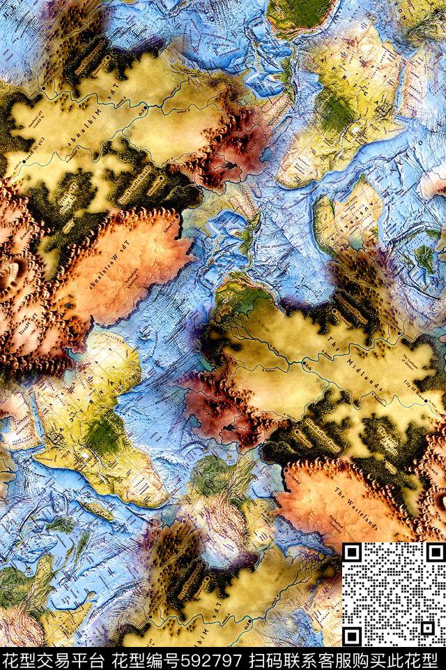 时尚几何拼接数码印花华亿平台下载（图片编号: 592797） - 瓦栏（Walan）