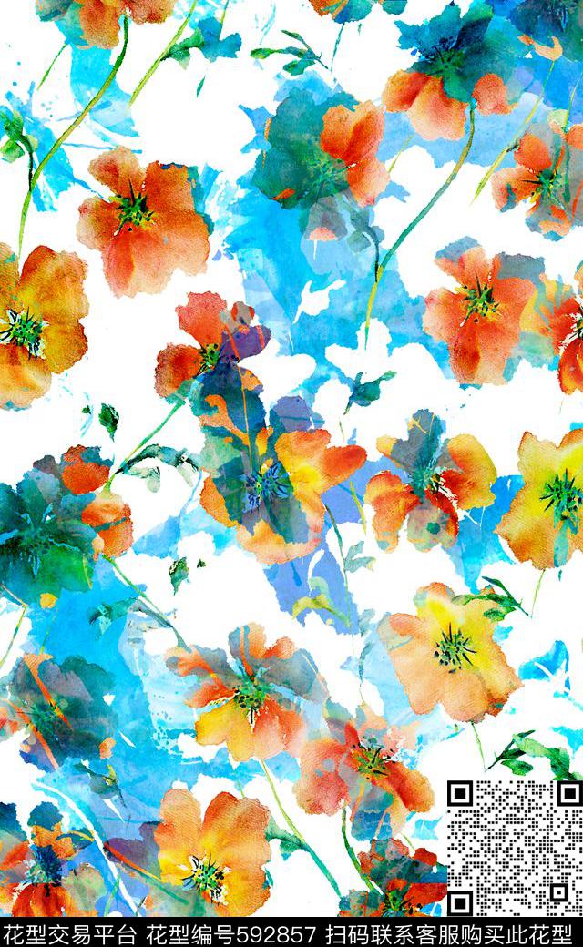 玉兰花乱花花卉数码印花华亿平台下载（图片编号: 592857） - 瓦栏（Walan）
