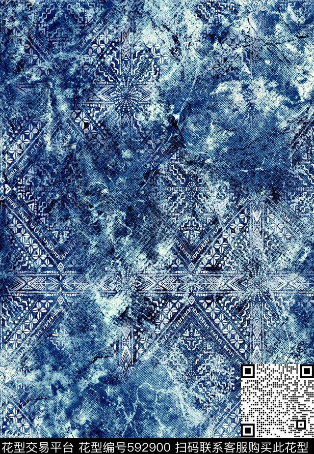 牛仔复古时尚数码印花华亿平台下载（图片编号: 592900） - 瓦栏（Walan）