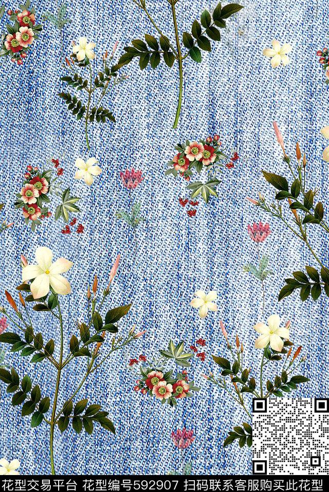 丹宁风格度假欧美数码印花华亿平台下载（图片编号: 592907） - 瓦栏（Walan）