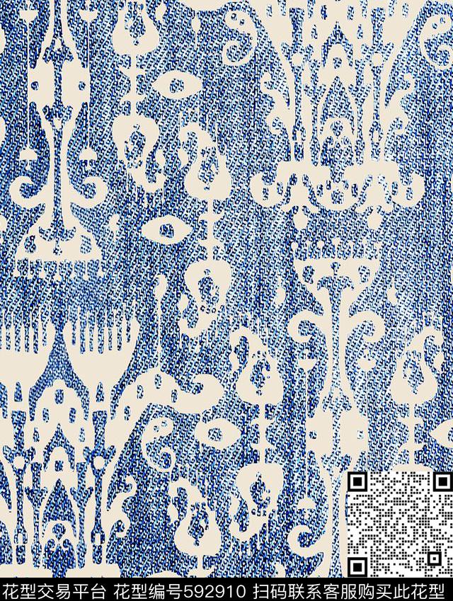 波西米亚休闲丹宁风格传统印花华亿平台下载（图片编号: 592910） - 瓦栏（Walan）