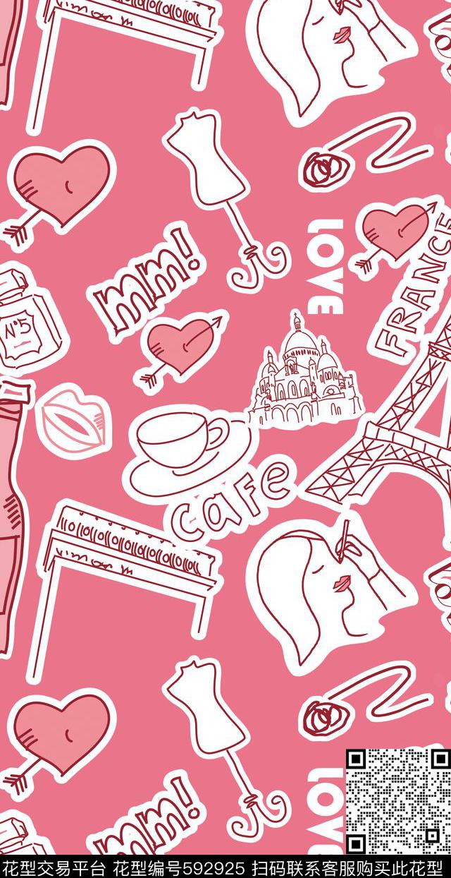 少女手绘插画传统印花华亿平台下载（图片编号: 592925） - 瓦栏（Walan）