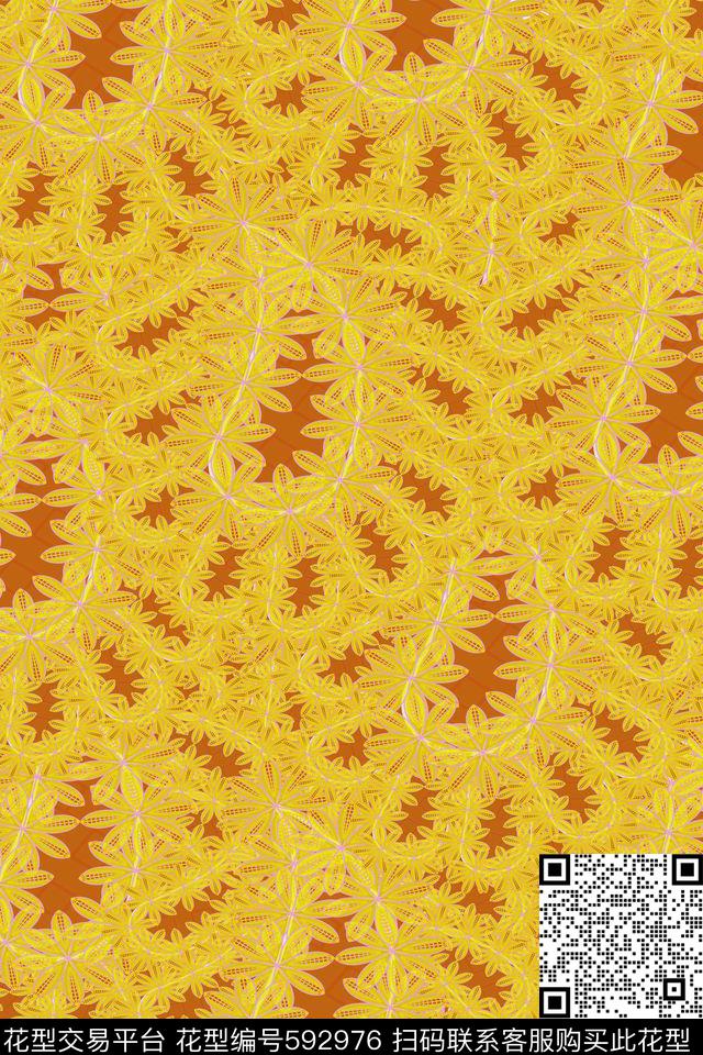时尚大牌花卉叶子传统印花华亿平台下载（图片编号: 592976） - 瓦栏（Walan）