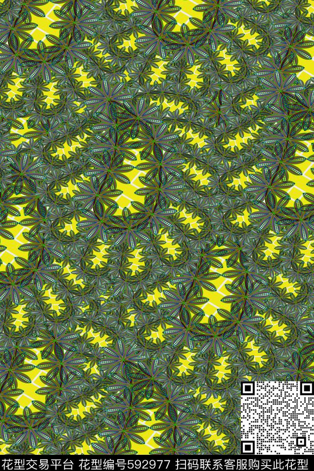 时尚大牌花卉叶子传统印花华亿平台下载（图片编号: 592977） - 瓦栏（Walan）