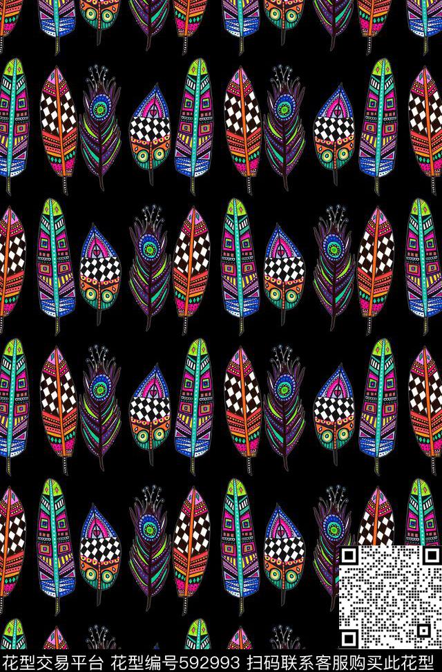 羽毛动物抽象数码印花华亿平台下载（图片编号: 592993） - 瓦栏（Walan）