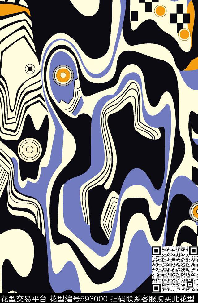 不规则几何几何线条花传统印花华亿平台下载（图片编号: 593000） - 瓦栏（Walan）