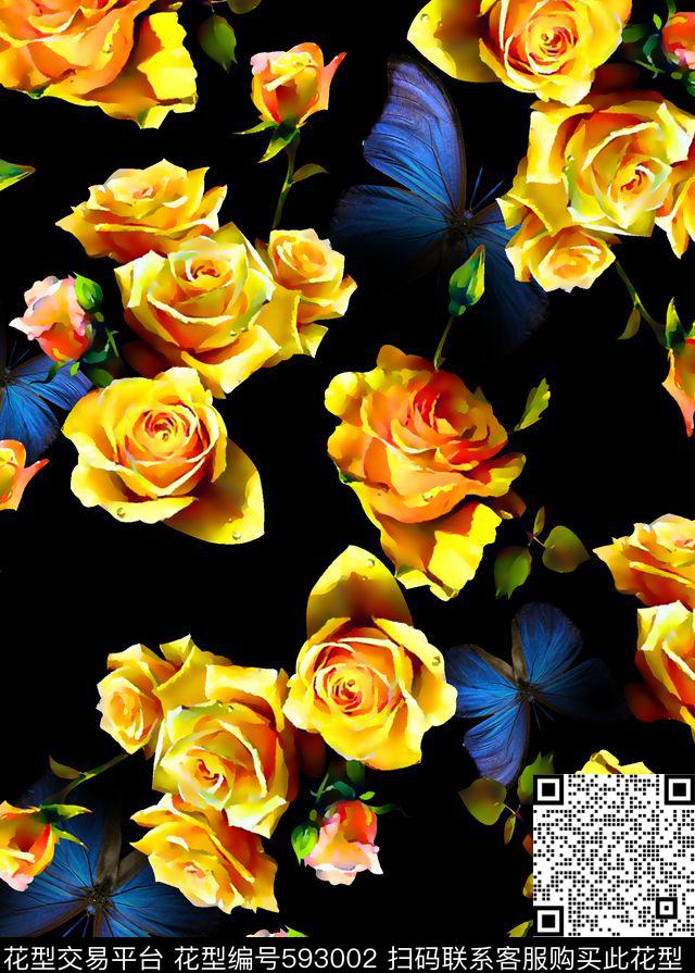 抽象几何清爽梦幻艺术平底立体手绘满版最新高清数码蕾丝民族中国风绣花珠宝肌理时尚潮

流大牌复古欧美风女装外套女装裙玫瑰数码印花华亿平台下载（图片编号: 593002） - 瓦栏（Walan）