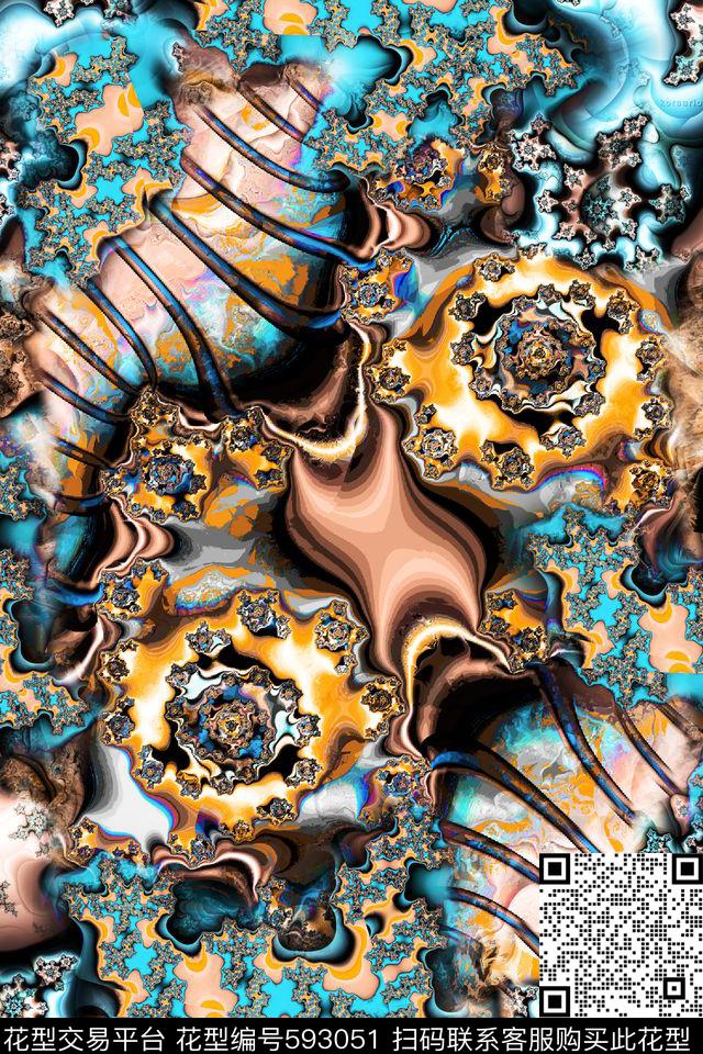 抽象时尚绚丽数码印花华亿平台下载（图片编号: 593051） - 瓦栏（Walan）