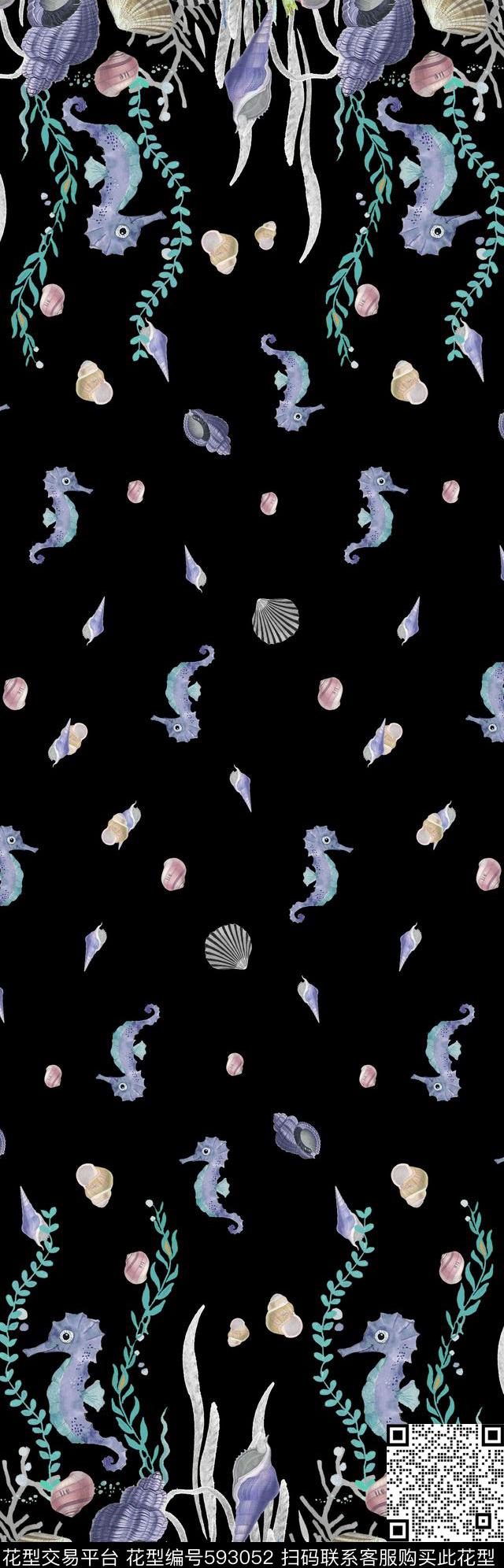 海底生物海马数码印花华亿平台下载（图片编号: 593052） - 瓦栏（Walan）