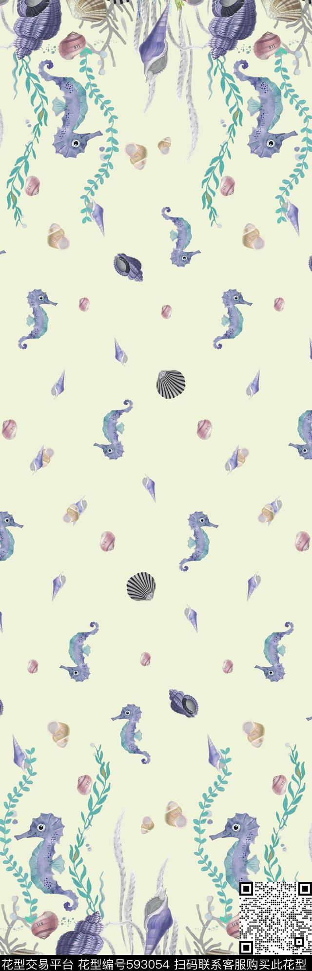 海底生物海马数码印花华亿平台下载（图片编号: 593054） - 瓦栏（Walan）