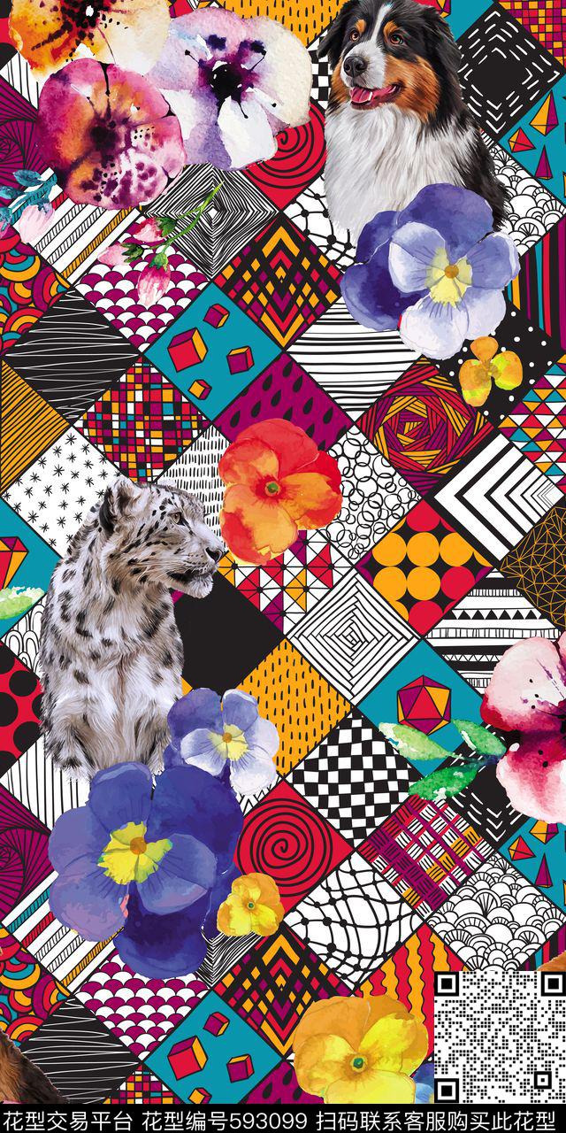 牵牛花莲花花卉数码印花华亿平台下载（图片编号: 593099） - 瓦栏（Walan）