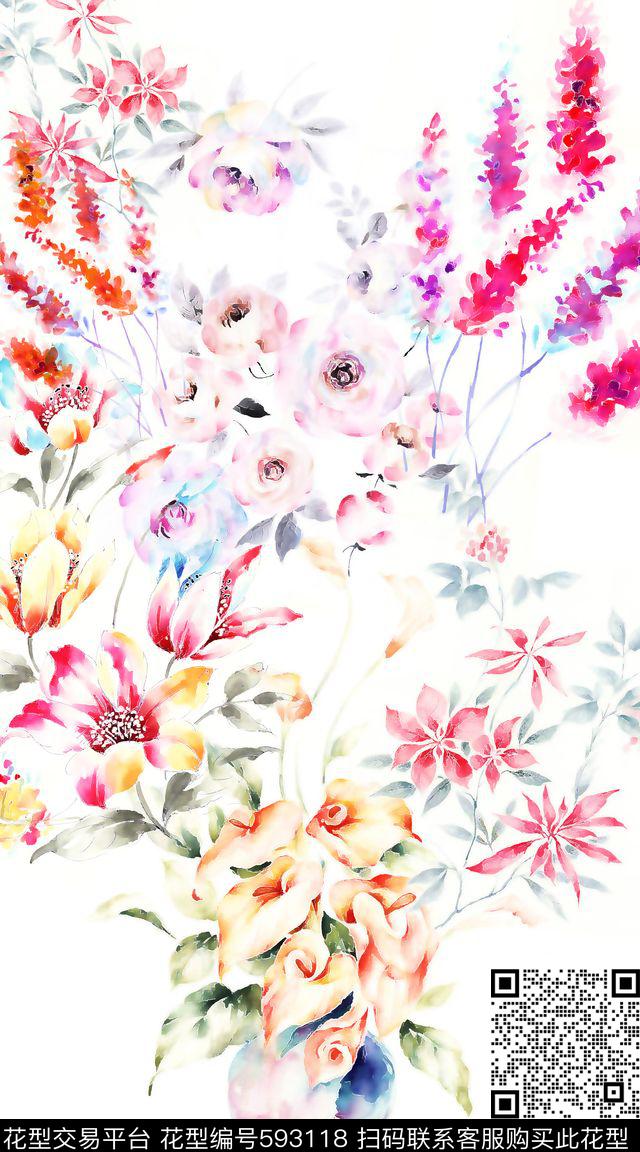 多彩定位水彩数码印花华亿平台下载（图片编号: 593118） - 瓦栏（Walan）