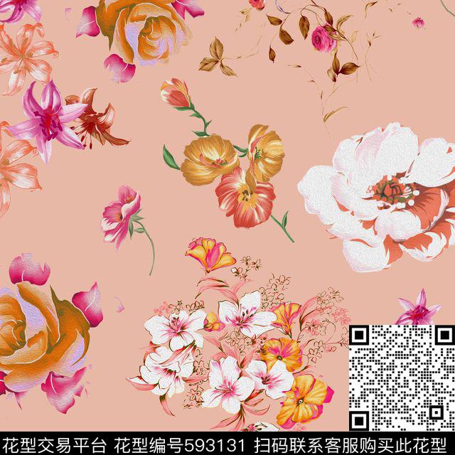 罂粟花百合玫瑰数码印花华亿平台下载（图片编号: 593131） - 瓦栏（Walan）