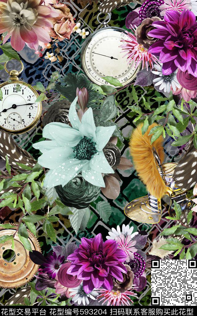 花朵头盔机械印花华亿平台下载（图片编号: 593204） - 瓦栏（Walan）