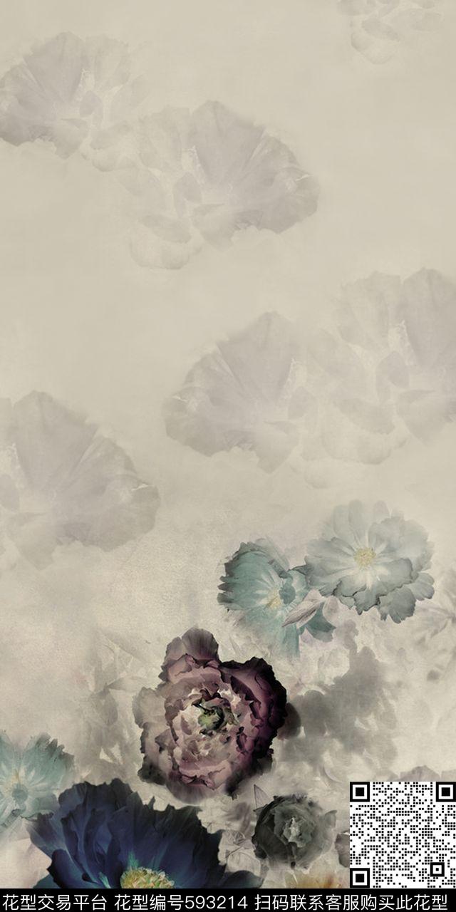 花瓣大花花朵数码印花华亿平台下载（图片编号: 593214） - 瓦栏（Walan）