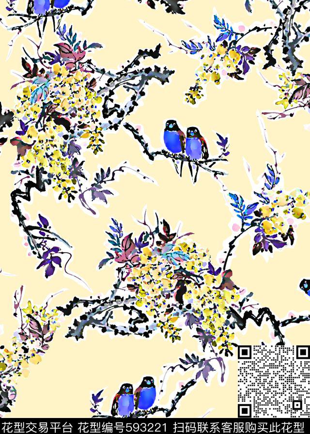 抽象几何清爽梦幻艺术平底立体手绘满版最新高清数码蕾丝民族中国风绣花珠宝肌理时尚潮

流大牌复古欧美风女装衬衫女装裙水彩花鸟数码印花华亿平台下载（图片编号: 593221） - 瓦栏（Walan）