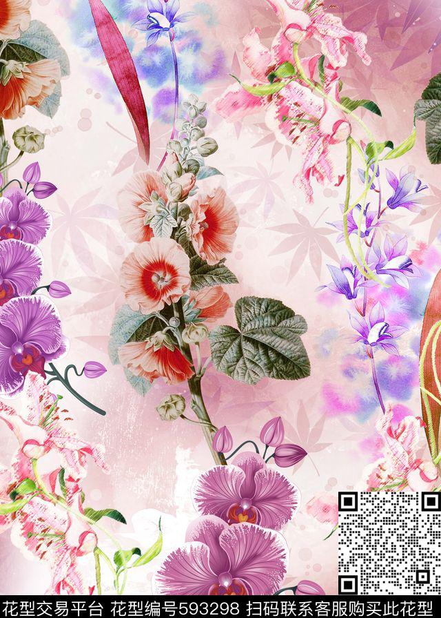 小碎花花卉兰花数码印花华亿平台下载（图片编号: 593298） - 瓦栏（Walan）