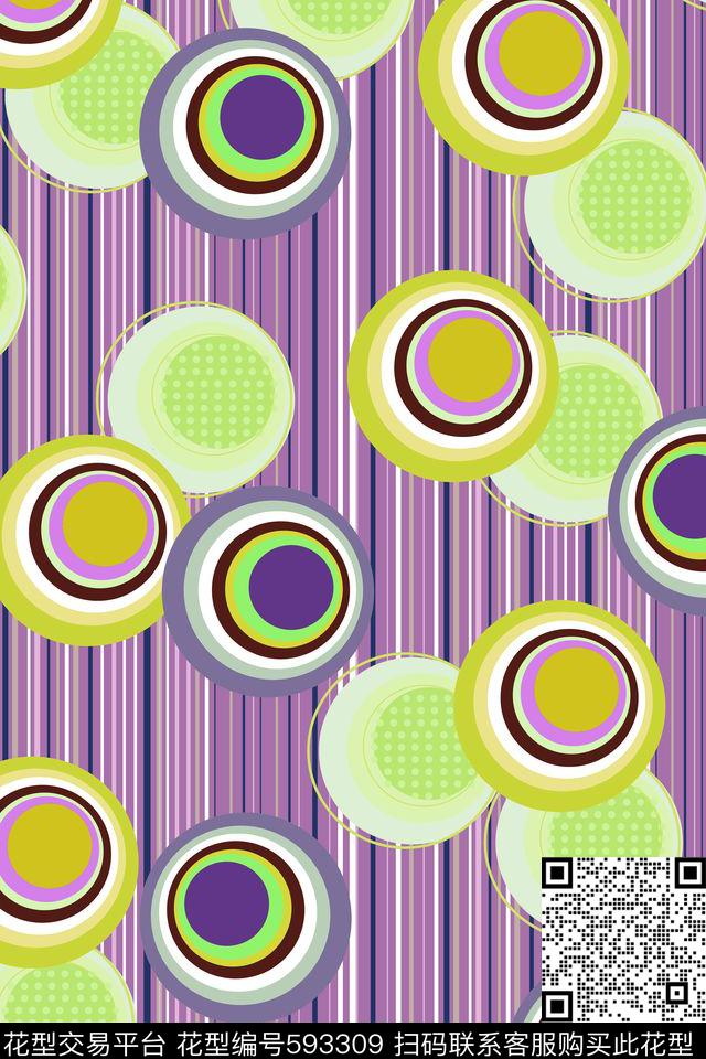 圆圈圆形几何传统印花华亿平台下载（图片编号: 593309） - 瓦栏（Walan）