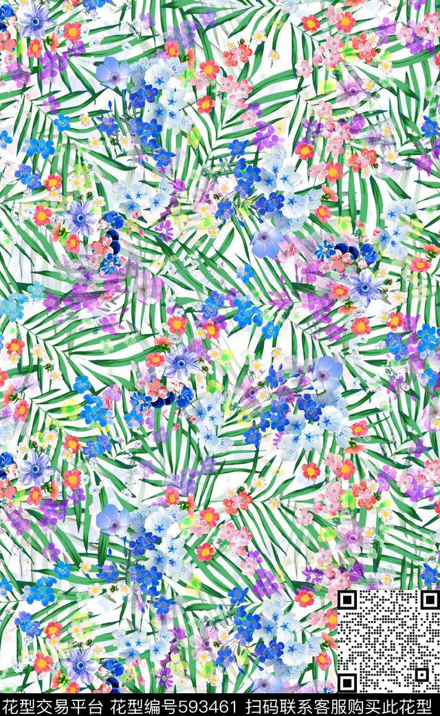 花朵花卉热带植物花卉数码印花华亿平台下载（图片编号: 593461） - 瓦栏（Walan）
