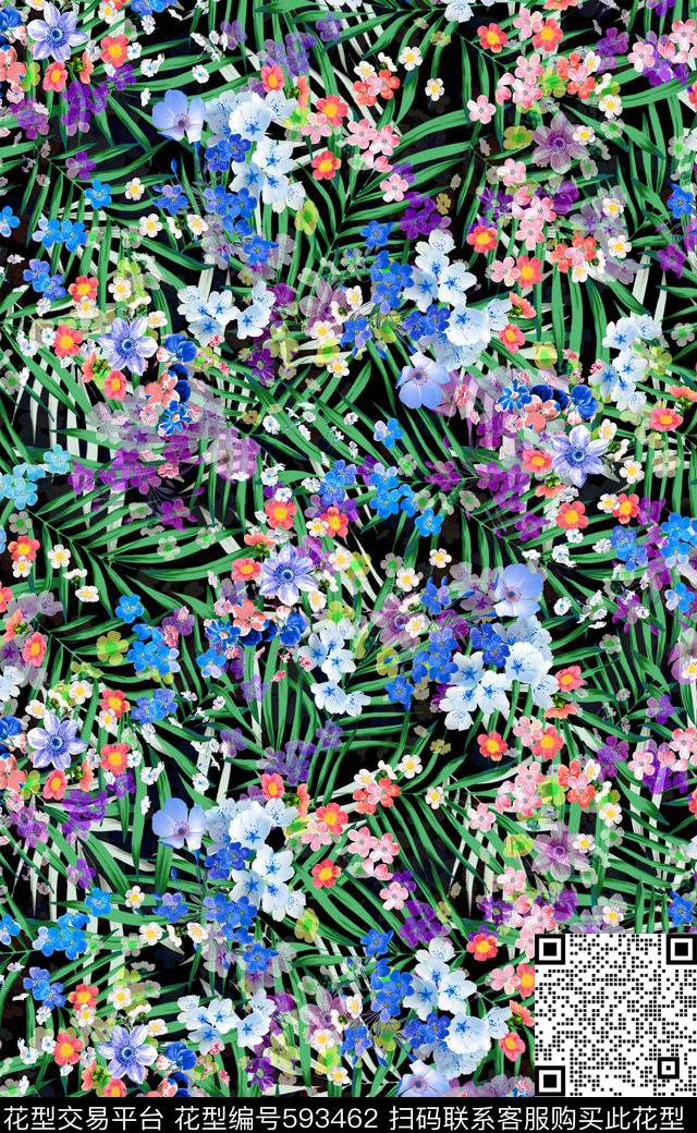 花朵花卉热带植物花卉数码印花华亿平台下载（图片编号: 593462） - 瓦栏（Walan）